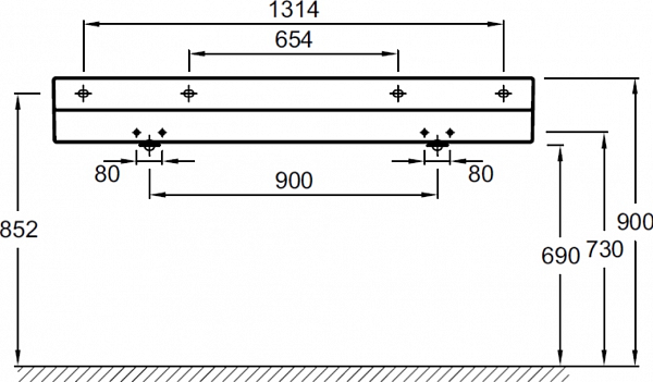 Двойная подвесная раковина-столешница  с подсветкой Jacob Delafon Terrace 150х49 см EXA9112-00