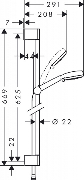 Душевой гарнитур Hansgrohe Crometta 100 Multi 26650400 65см