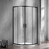 Душевое ограждение Azario MILTON 900х900х2000, БЕЗ ПОДДОНА, полукругл, черный профиль