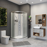 Душ.каб. NG-3312-14RBKG (1200х800х2000) низкий поддон(13см) стекло МАТОВОЕ 3 места