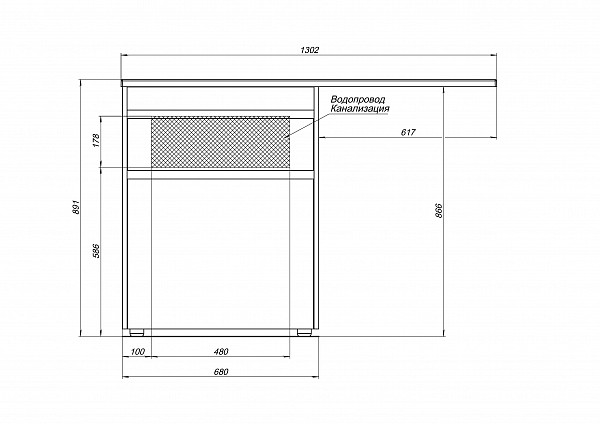 Тумба под раковину Aquanet Токио 68 белый (напольная, 1 ящик) 00239291