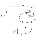 Полукруглая раковина Santek Коралл 83 1WH110225 с левым крылом