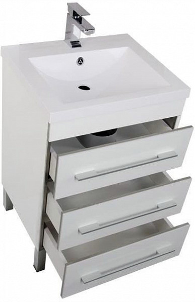 Тумба под раковину Aquanet Верона 58 белый (напольная 3 ящика) 00178253