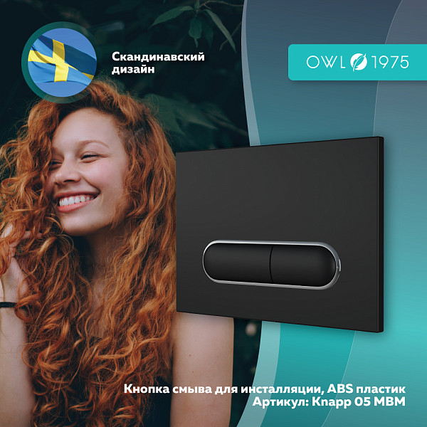 Кнопка смыва Mercury Black Matt для инсталляции Hasvik (Хасвик), ABS пластик