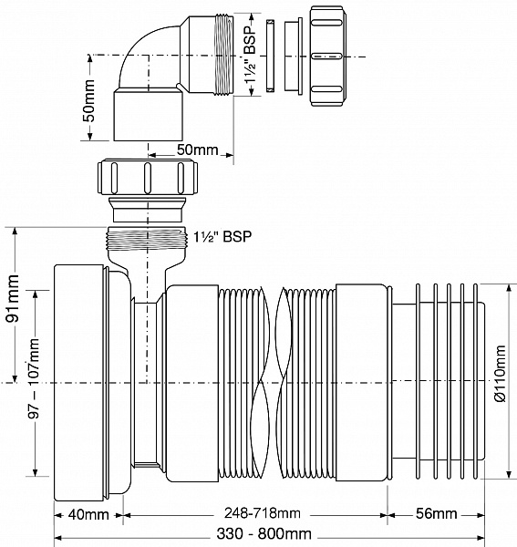 Гофра для унитаза McAlpine MRWC-F33RD