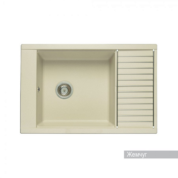 Мойка для кухни Aquaton Делия 78 прямоугольная с крылом жемчуг 1A715132DE240