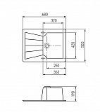 Мойка для кухни Aquaton Монца прямоугольная с крылом жемчуг 1A716032MC240