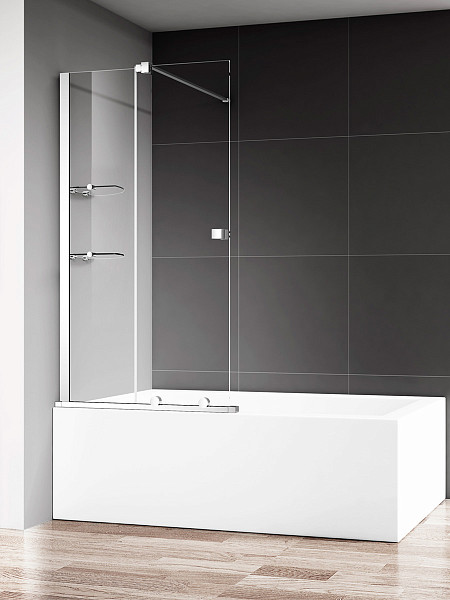 Шторка  на ванну AQUAme 1200*1400мм., стекло 8мм, цвет профиля матовый черный.