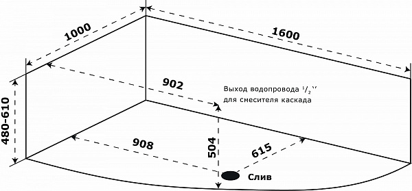 Ванна акриловая Azario Микона 160х100 правая