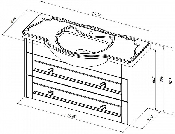 Тумба под раковину Aquanet Монте 105 белый матовый 00303999