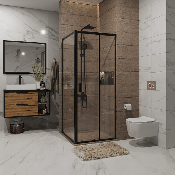 Душ.ограждение NG-82-8AB-A100B (80*100*190) прямоугольник, дверь раздвижная, 2 места