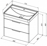 Тумба под раковину Aquanet Ирис new 710 белый глянец (2 ящика) 00310145