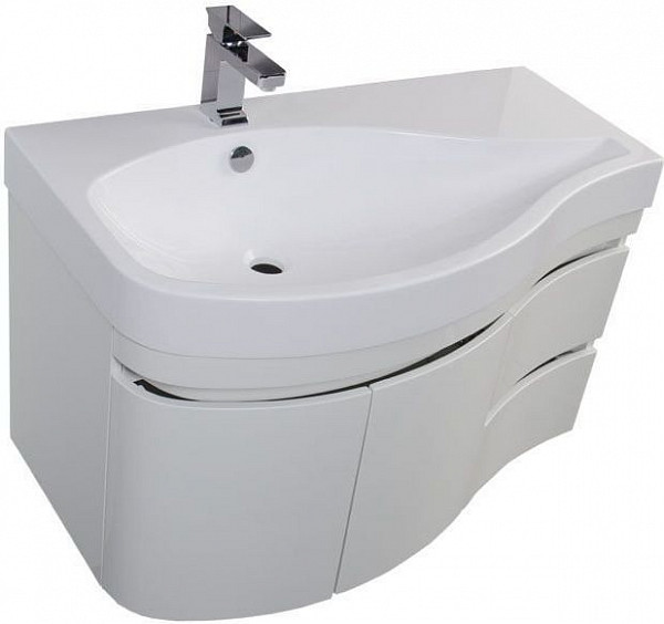 Тумба с раковиной Aquanet Сопрано 95 L белый (2 дверцы 2 ящика) 00212998