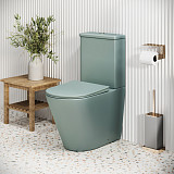 Унитаз GR-4480MNMS Color (620*365*810) МЯТНЫЙ МАТОВЫЙ напольный БЕЗОБОДКОВЫЙ, 2 места