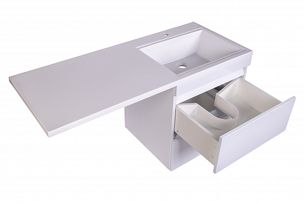 Тумба подвесная "Даллас 115", Люкс белый, под раковину, PLUS