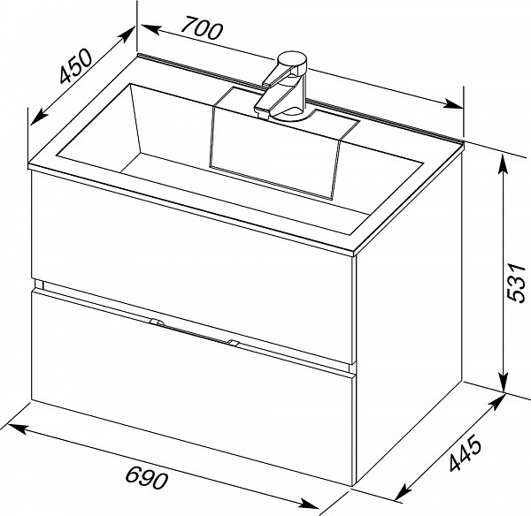 Тумба под раковину Aquanet Алвита 70 серый антрацит 00183992