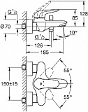 Смеситель для ванны с душем Grohe Eurostyle 23726003