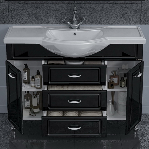 Тумба под раковину Монарх 105 черная Санта 700162