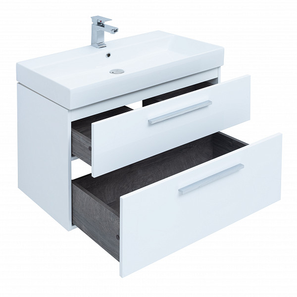 Тумба под раковину Aquanet Nova 85 белый глянец, 2 ящика 00249920