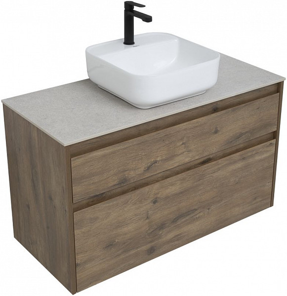 Тумба под раковину Aquanet Nova Lite 100 дуб рустикальный (2 ящика) 00249521