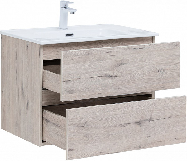 Тумба под раковину Aquanet Алвита New 70 2 ящика, дуб веллингтон белый 00303910