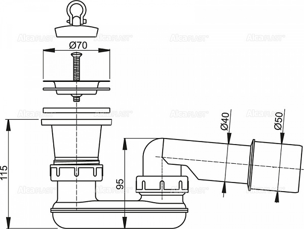 Сифон для душевого поддонa Alcaplast A461-50