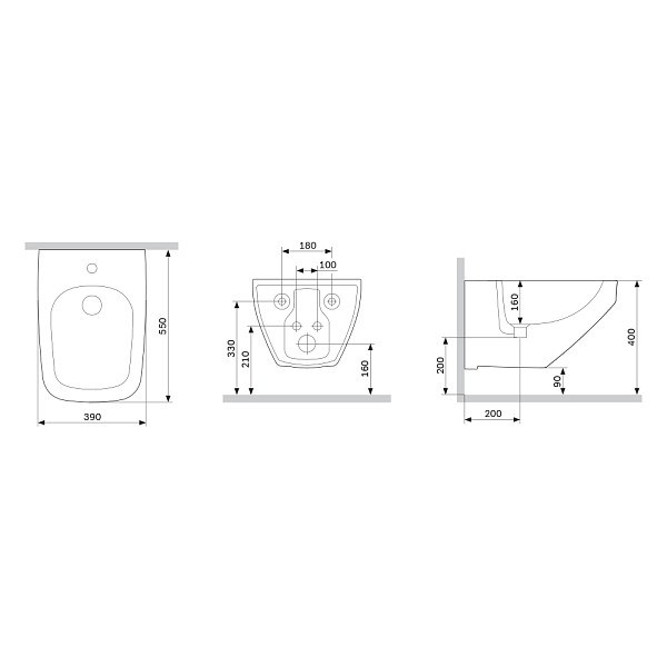C50A3411WH Inspire V2.0 биде подвесное
