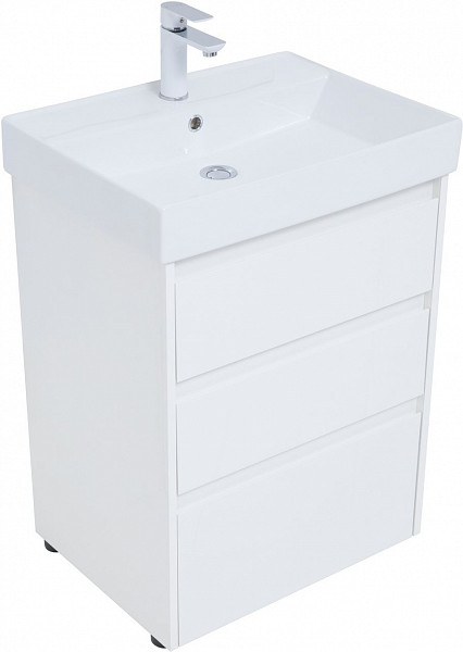 Тумба под раковину Aquanet Nova Lite 60 белый глянец (3 ящика) 00302469