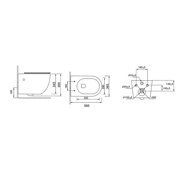 Унитаз GR-4411GLMS Color (550*365*395) СВЕТЛО-СЕРЫЙ МАТОВЫЙ подвесной БЕЗОБОДКОВЫЙ