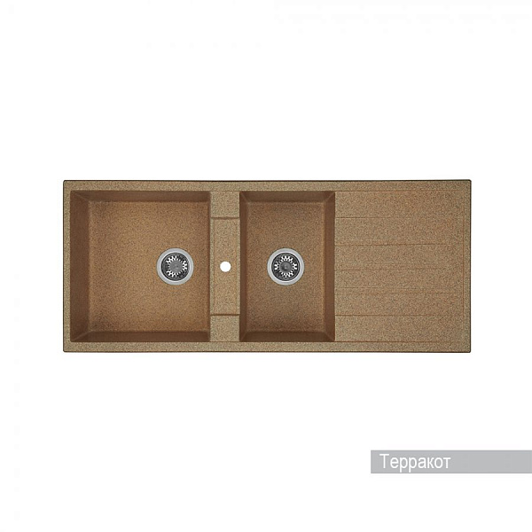 Мойка для кухни Aquaton Торина прямоугольная с крылом и дополнительной чашей терракот 1A712032TR270