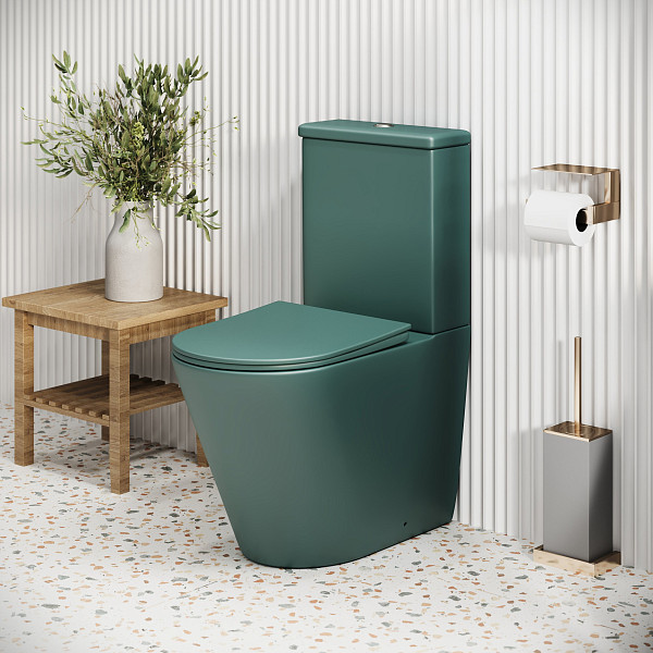 Унитаз GR-4480OLMS Color (620*365*810) ЗЕЛЕНЫЙ МАТОВЫЙ напольный БЕЗОБОДКОВЫЙ, 2 ме