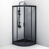 W90G-401-090BT Душевое ограждение Gem 1/4 Rond 90x90 стекло прозрачное, профиль черный матовый, без