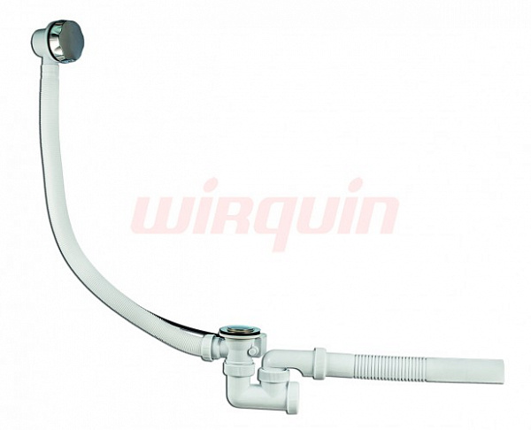 Слив-перелив Wirquin Универсал 1½ х 40 мм полуавт., L700 мм и с гофропатрубком L320 мм 40х40 мм, хром