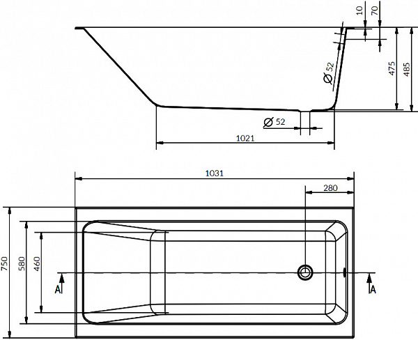 Акриловая ванна Cersanit Crea 160x75 P-WP-CREA*160NL
