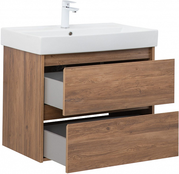 Тумба под раковину Aquanet Nova Lite 75 дуб шоколадный (2 ящика) 00287880