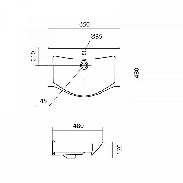 Полукруглая раковина Santek Беверли 65 1WH302501