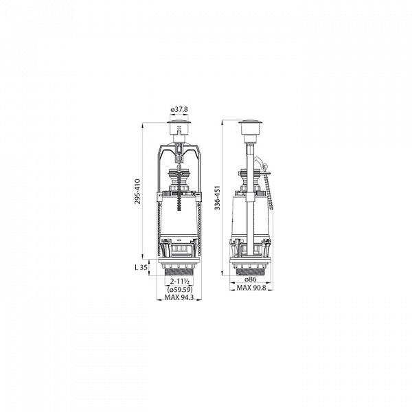Арматура смывная, 1-ур, нижний подвод, тип А, IDDIS, F012400-0004