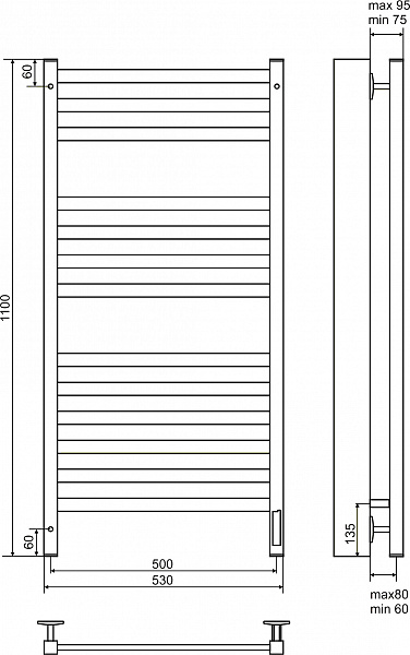 Полотенцесушитель электрический Terminus Енисей П13 500x1100