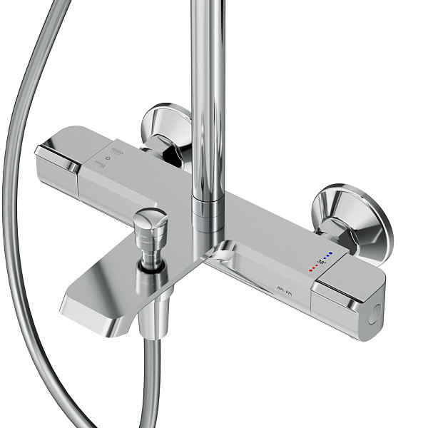 F078F500 Func, душ. система: см-ль д/ванны/душа с ТМС, душ.штанга, верхн. душ квадр., ручн.душ, хром