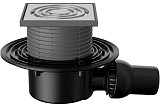 Трап Fachmann T 520.0 SNsP 04.043 регулируемый 125x125, горизонтальный выпуск с решеткой из нержавеющей стали