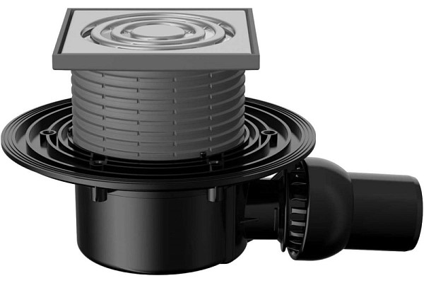 Трап Fachmann T 520.0 SNsP 04.043 регулируемый 125x125, горизонтальный выпуск с решеткой из нержавеющей стали