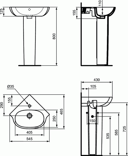 Раковина Ideal Standard Tesi 70 см T352101