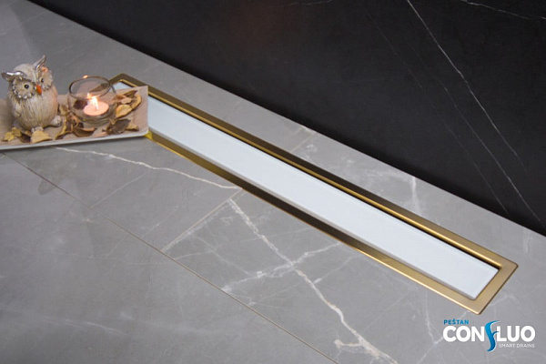 Душевой лоток Pestan Confluo Premium Line 300 White Glass Gold