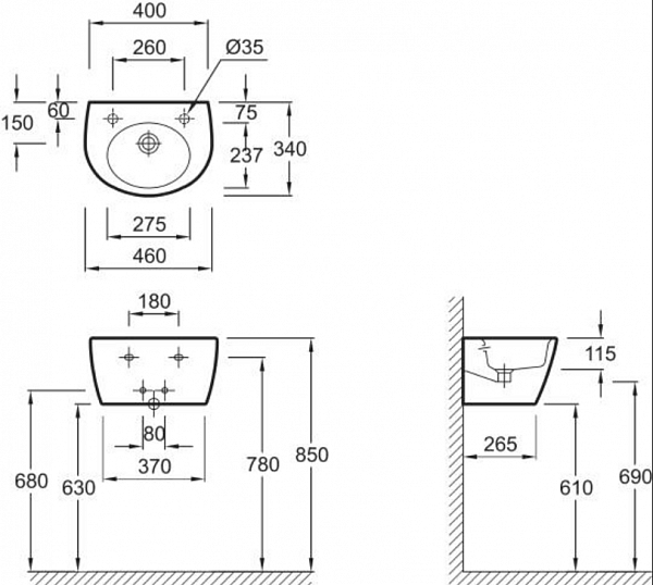 Раковина  Jacob Delafon Ove 46х34 см E1567-00