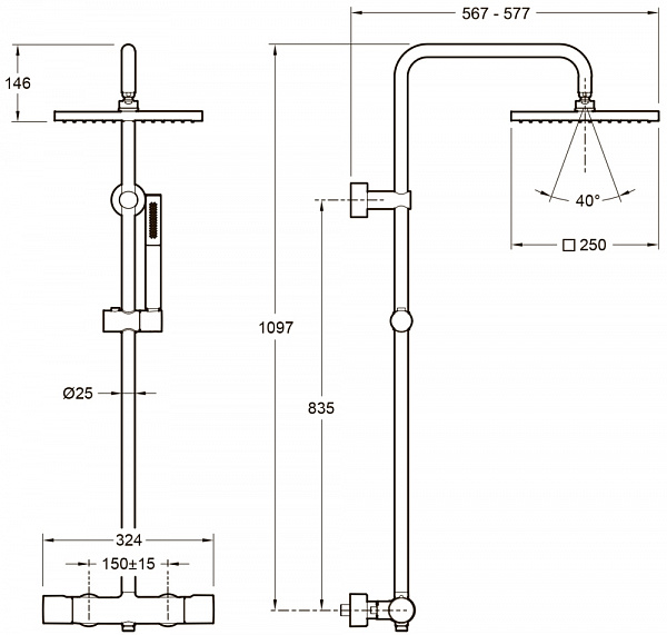Душевая стойка  Jacob Delafon Brigitte E32850-CP
