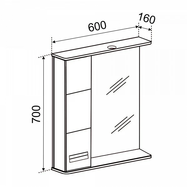 Зеркало со шкафчиком Emmy Монтана (Левое) 60х70