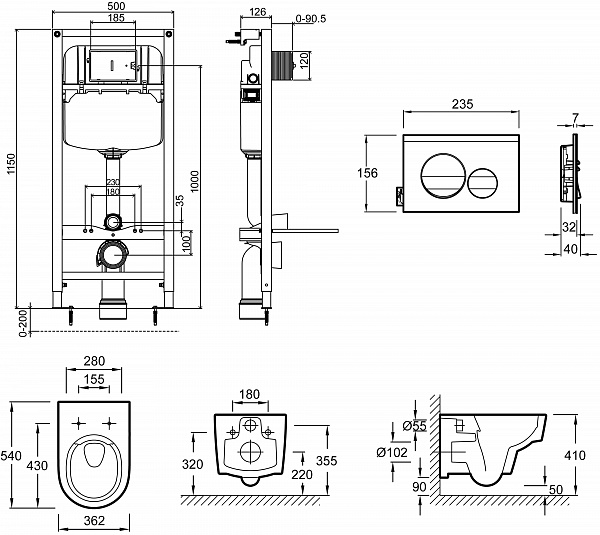 Комплект унитаз с инсталляцией Jacob Delafon Odeon Rive Gauche E21745RU-00