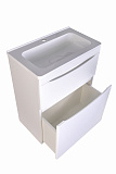 Тумба напольная "Бергамо мини 60" (2 ящ.) Люкс антискрейтч белый, под раковину, PLUS