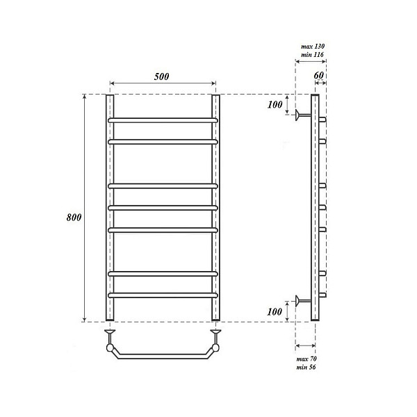 Полотенцесушитель электрический Point Венера PN07158E П7 500x800 левый/правый, хром