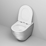 Унитаз GR-4411SWS Color (550*365*395) СЕРЕБРО внутри БЕЛЫЙ подвесной БЕЗОБОДКОВЫЙ